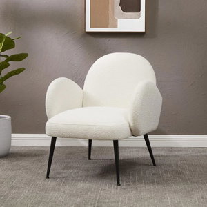 Modern Metal Chair, 75×55×45 Cm, Boucle Fabric And Fur - White product image