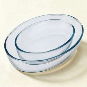 طقم صواني فرن بوركم زجاج باشاباتشى، قطعتين، بيضاوية - شفاف product image