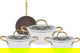 طقم قدور جرانيت بغطاء زجاج ويد ذهبي روكي، 7 قطع - بيج product image 1