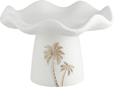 ستاند تقديم جبس السيف غاليري، 19x19x13 سم، دائري، قاعدة، نخلة ذهبي - أبيض product image 1