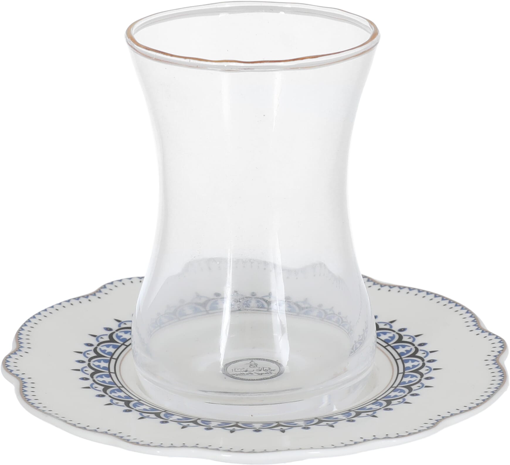 Alsaif Gallery Cup Set With Glass Plates, 12 Pieces, 200 Ml - Clear Gold product image 2