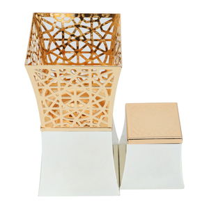 طقم مبخرة مع علبة بخور استيل السيف غاليري، 10x10x20 سم - ابيض ذهبي product image