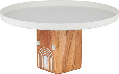 ستاند تقديم ستانلس استيل السيف غاليري، 26.5x26.5x12.5 سم، قاعدة خشب - بيج خشبي product image 3