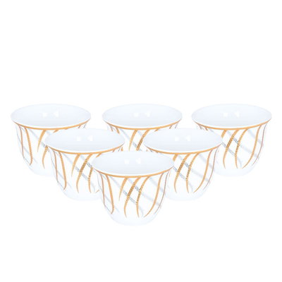 طقم تقديم بيالات وفناجين قهوة مع الصحن زجاج السيف غاليري، 26 قطعة، نقش ذهبي - أبيض product image 3