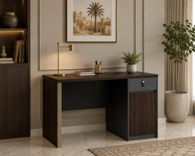 مكتب إداري خشب MDF، 140x60x75 سم - بني غامق رمادي product image 3