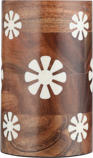 مبخرة ستانلس ستيل خشب السيف غاليري، نقش وردة، 9x9x15 سم - ابيض خشبي غامق product image 2