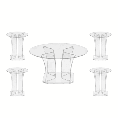 طقم طاولات اكريلك و زجاج، 5 قطع - شفاف product image 3