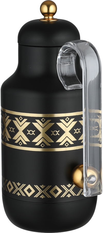 Al Saif Gallery Kkozami Thermos, 1 Liter, Glass Interior, Transparent Handle, Push-Button Lid - Black And Gold product image 2