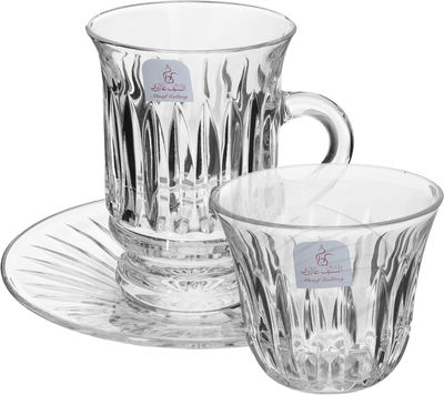 طقم تقديم بيالات فناجين مع الصحن كريستال السيف غاليري، 18 قطعة - شفاف product image 1