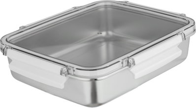 علبة تخزين ستانلس استيل الصحاح، 23x19x6 سم، غطاء بلاستيك، قفل - فضي شفاف product image 3
