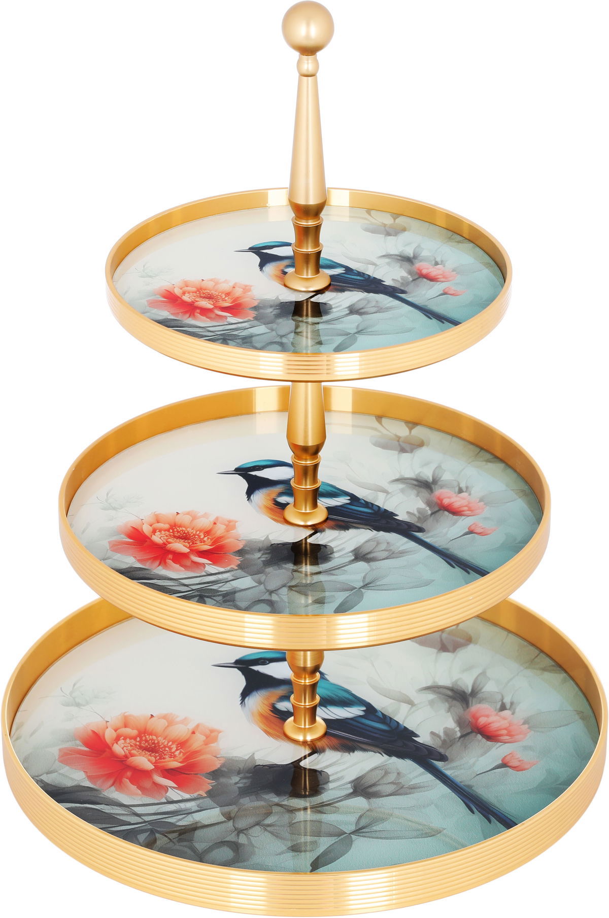 Amber Al Saif Gallery Glass Serving Stand, 25×25×2/19.5×19.5×2/15.5×15.5×2 cm, circular, 3 levels - colored product image
