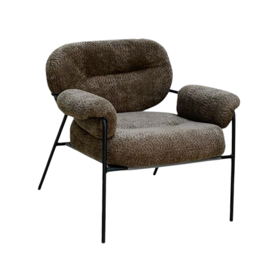 كرسي مودرن معدن، 85×60×60 سم، قماش بوكليه واسفنج - كافيه product image 3