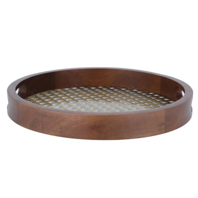 Tofaria Saif Gallery wooden circular serving tray, 30 x 30 x 4 cm, large, gilded - brown product image 2