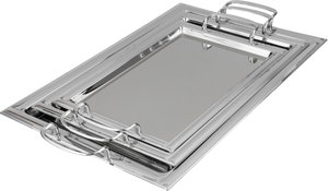 Al Saif Gallery Steel Serving Set, 3 Pieces, Rectangular - Silver product image
