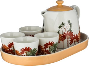 Al Saif Gallery Porcelain Tea Serving Set, Teapot, Cups and Saucer, 34cm, 6 Pieces - White Colored product image