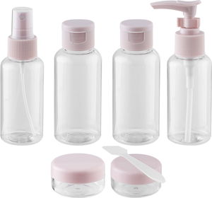 Saifso Plastic Travel Bottle Set with Case, 80ml, Clear Pink product image