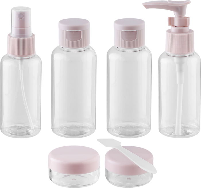 Saifso Plastic Travel Bottle Set with Case, 80ml, Clear Pink product image 1