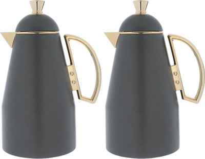 Al Saif Gallery Rewaida Thremos Set, 1L-0.75L, 2 Beads, Thermal Glass Inner Case, Steel Outer Structure - Grey product image 6