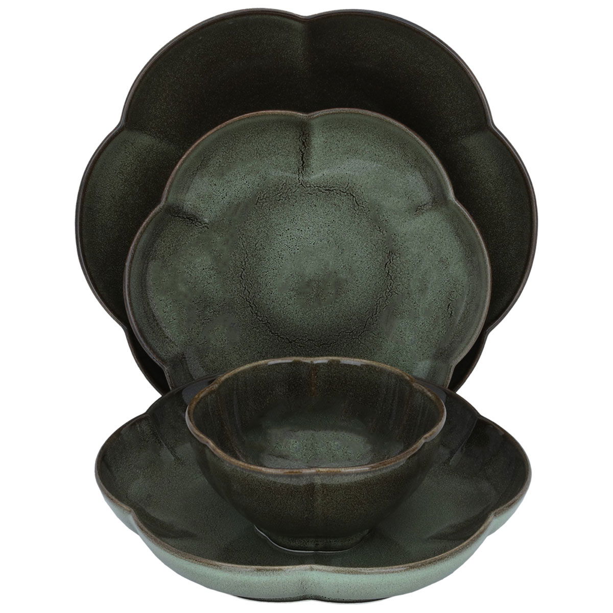 طقم عشاء بورسلان السيف غاليري، مموج، 24 قطعة - زيتي product image 1