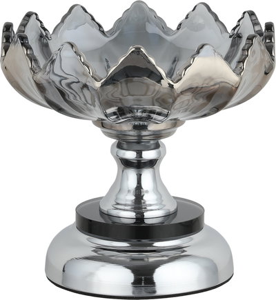 ستاتد تقديم ستانلس ستيل زجاج السيف غاليري، دائري، قاعدة فضي، 15x15x14 سم - فضي شفاف product image 3