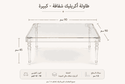طقم طاولات اكريلك و زجاج، 5 قطع - شفاف product image 2