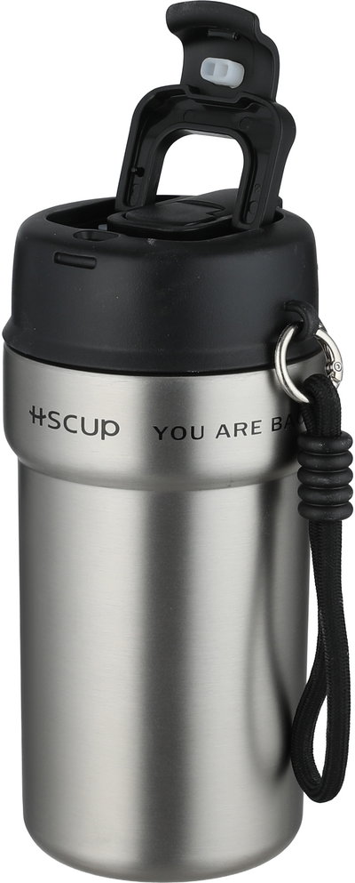 كوب حافظ للحرارة ستانلس استيل السيف غاليري، 550 مل، غطاء بلاستيك - فضي أسود product image 3