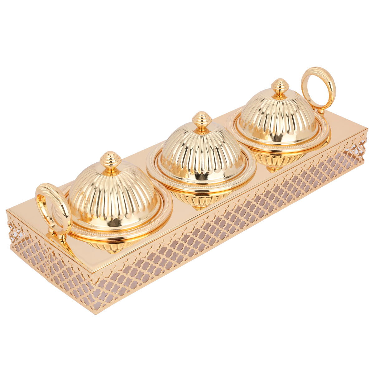 Al Saif Gallery Dates Set with Toferia Steel, 3 Pieces - Gold product image