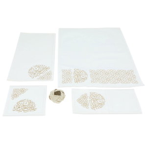 Al Saif Gallery fabric dining set, Eid pattern, 5 pieces - white product image