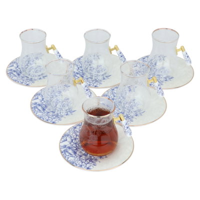 Al Saif Gallery Victoria Porcelain Coffee Cups and Teapots Set, 26 Pieces - White Blue product image 2