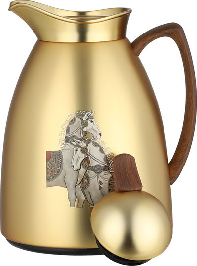 طقم ترامس العاديات سيف بلص، 0.7 / 1 لتر، خامة داخلية زجاج، غطاء ضغاط - ذهبي خشبي product image 5