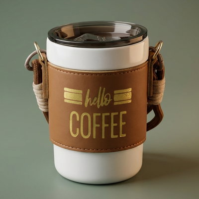 Al Saif Gallery Porcelain Thermos Cup, 400 ml - White Brown product image 1