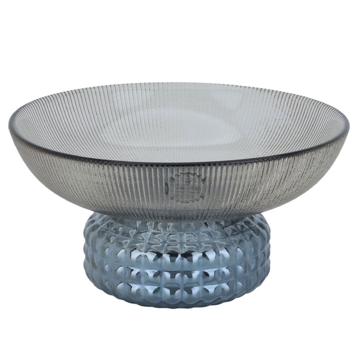 Brown glass sweet serving stand with a light blue base product image