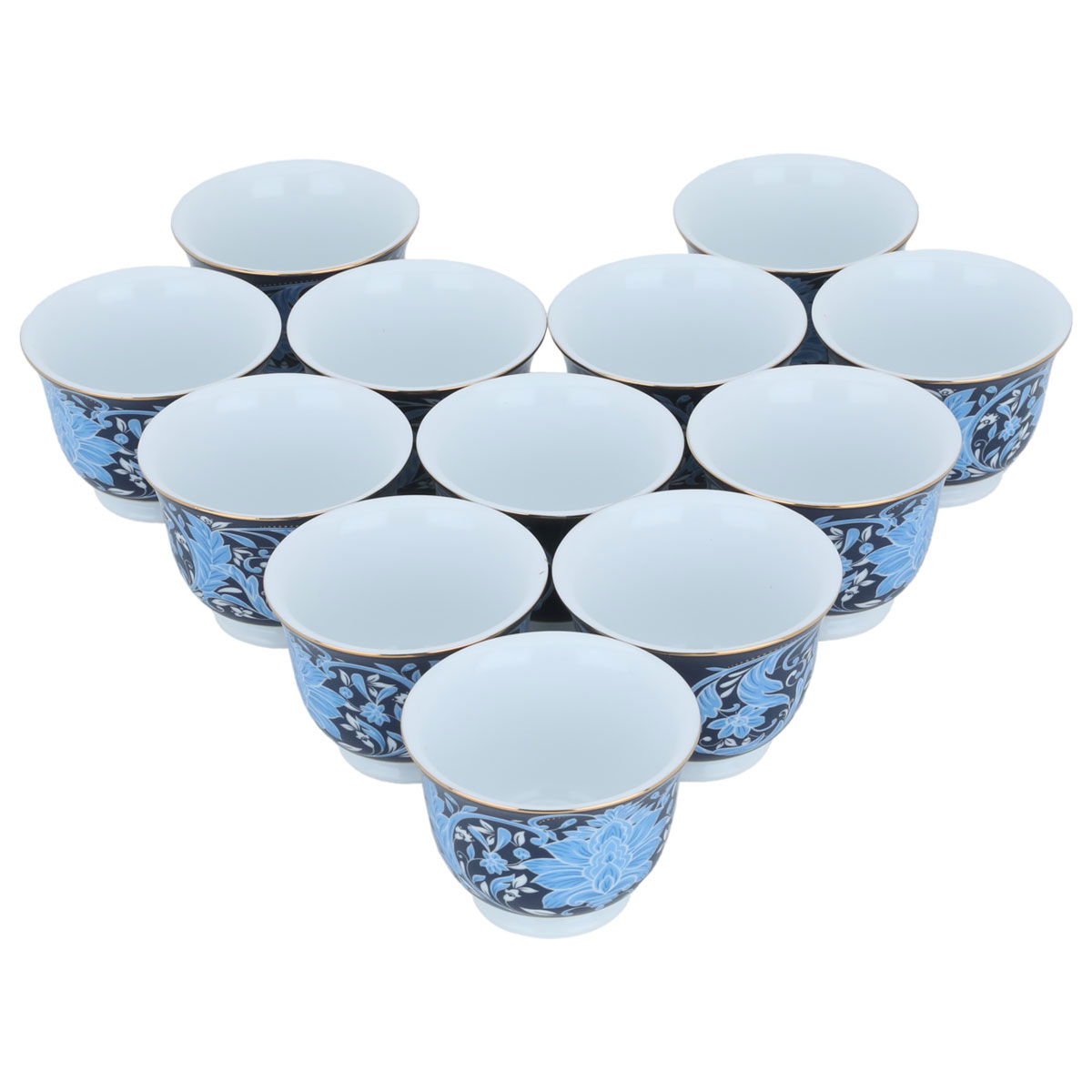Al Saif Gallery porcelain Arabic coffee cups set, 12 pieces, blue-gray wood product image 2
