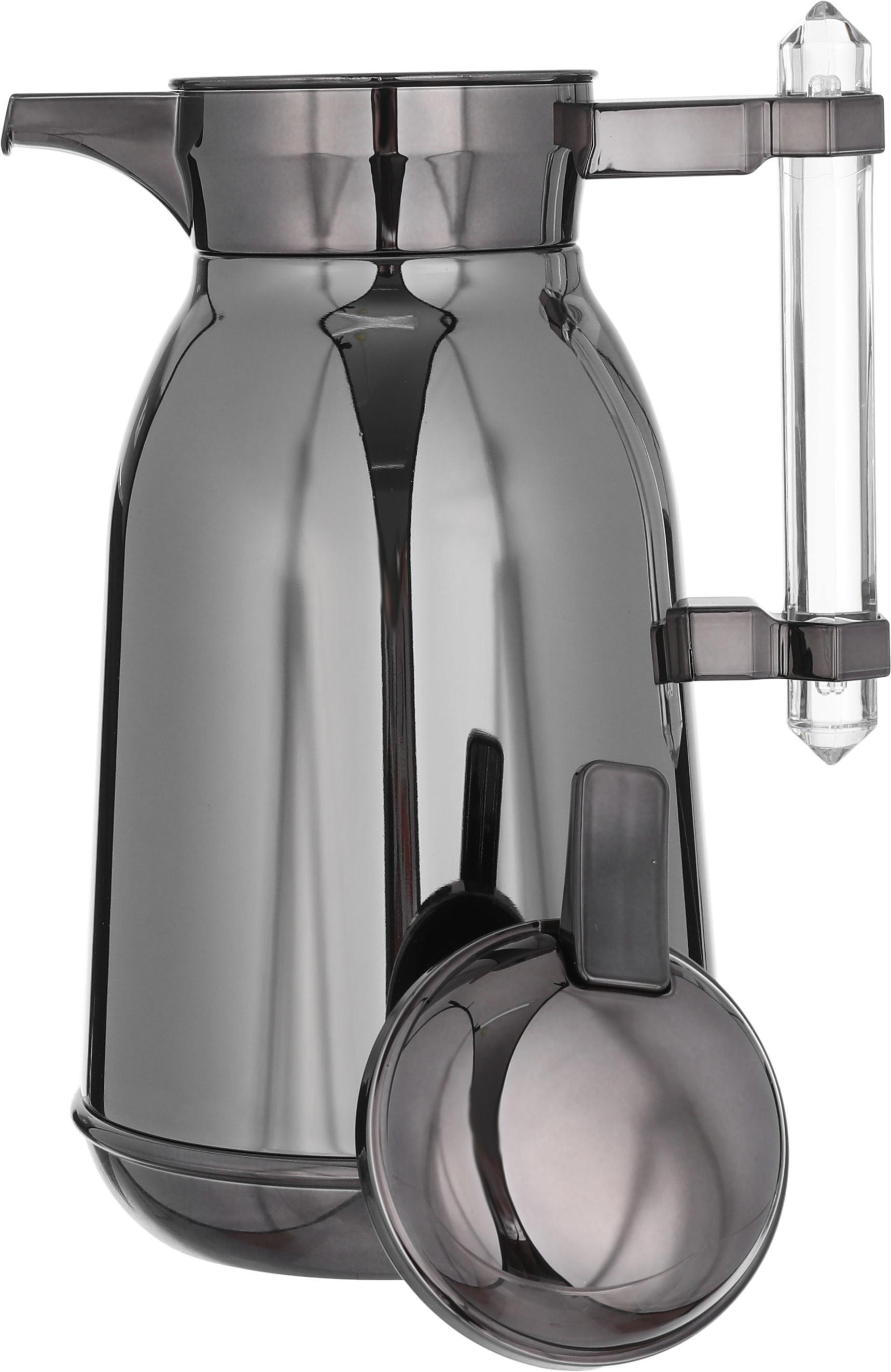 Al Saif Gallery Shahad thermos set, 1 liter, thermal glass inner shell, plastic outer shell, 2 pieces - dark silver product image 2
