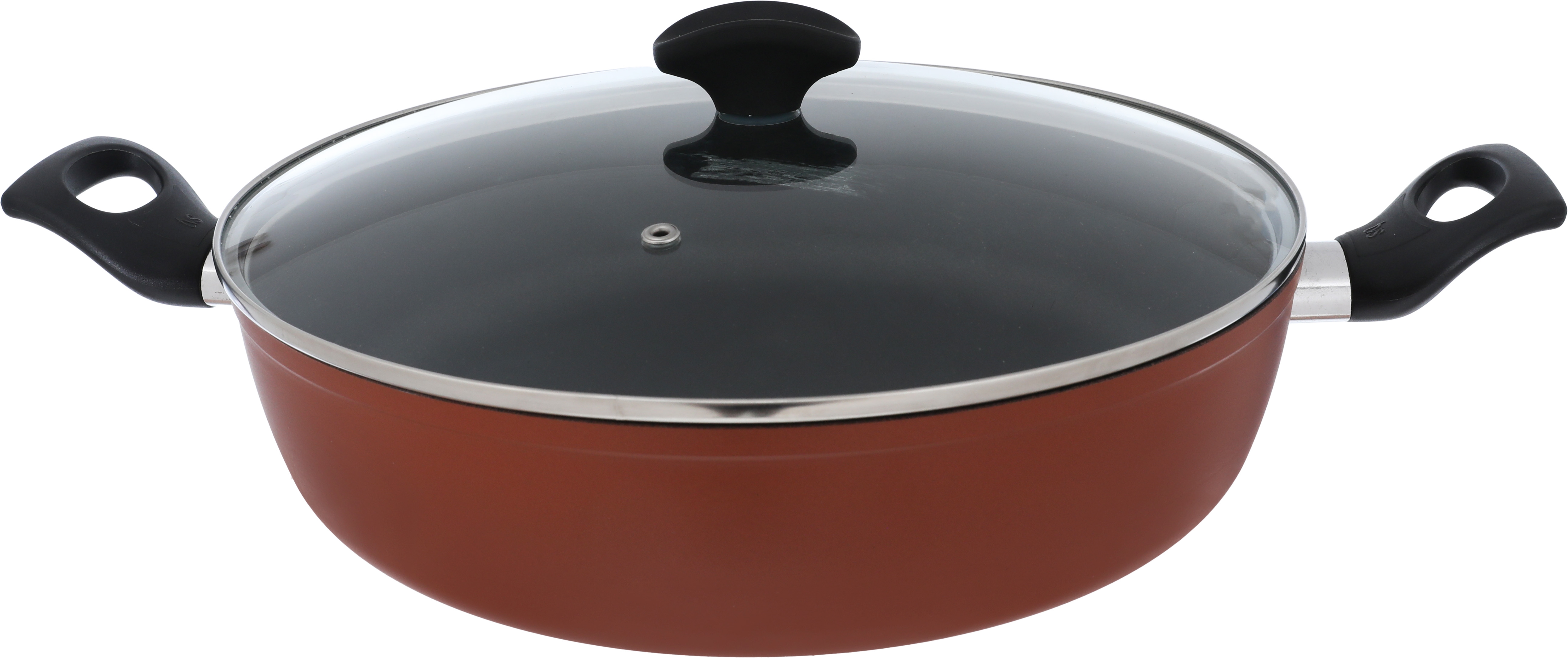 TVS Teflon pot with glass lid, 32 cm, - brown product image