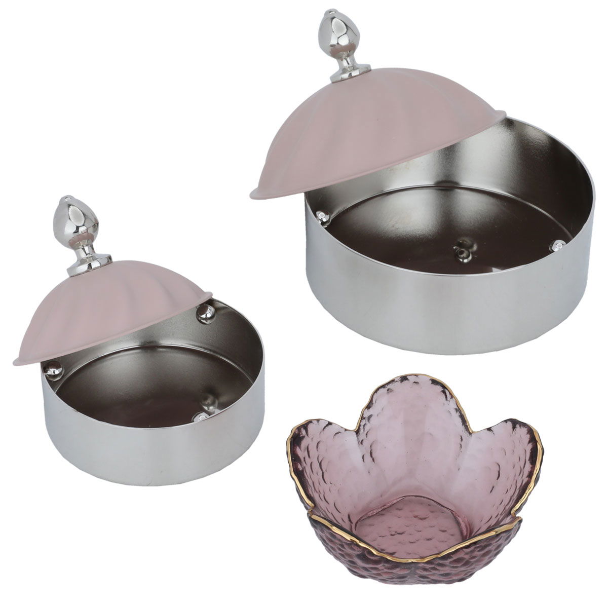 طقم طوفرية مع 2 تمرية مع وعاء أستيل السيف غاليري، 4 قطع - فضي product image 3