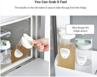مطارة بلاستيك لوك اند لوك، 1.2 لتر، غطاء - شفاف product image 3