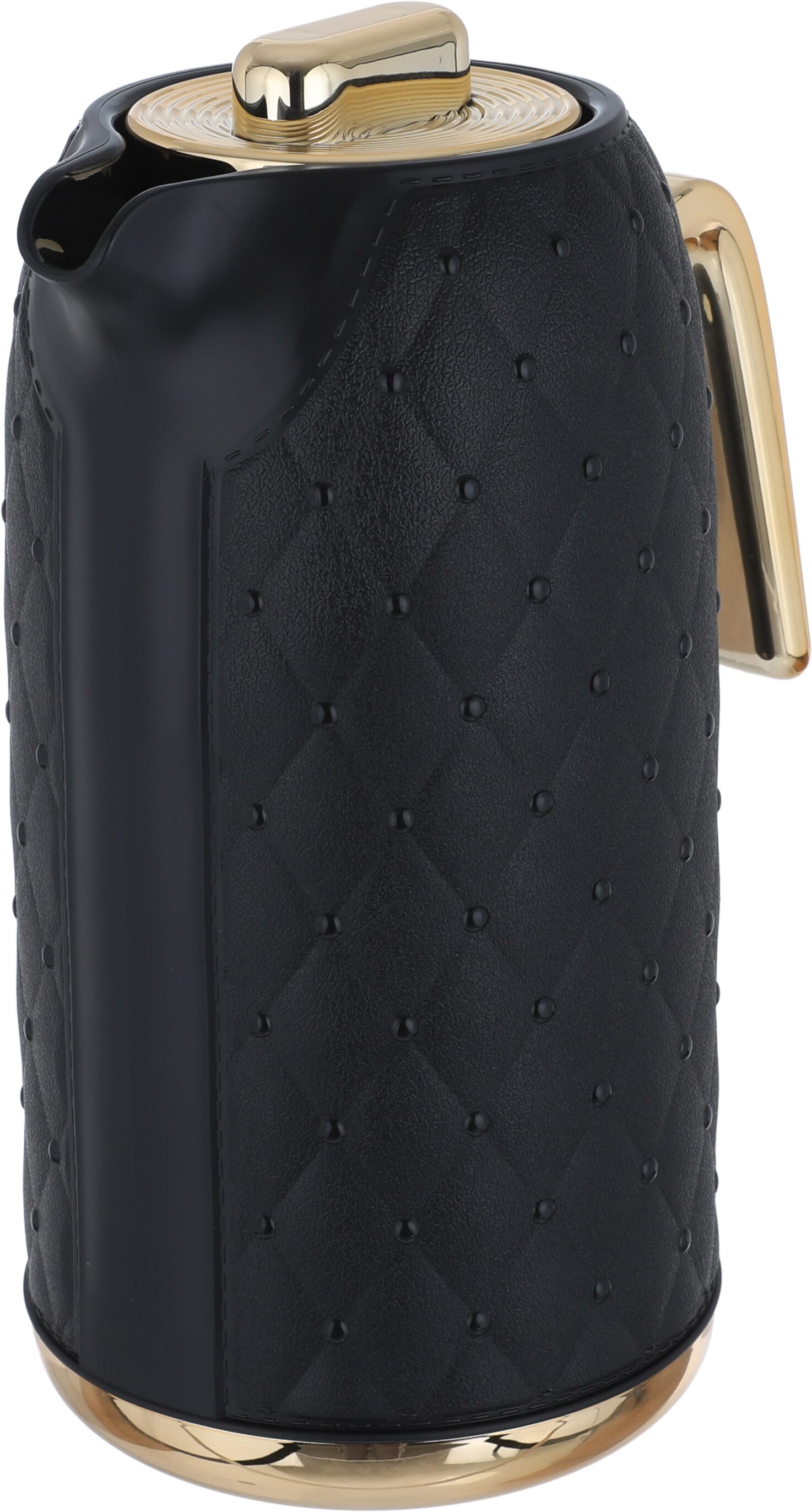 Timeless rattan thermos, golden handle, 1 liter, thermal glass inner container, plastic outer shell - black product image 2