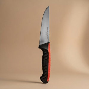 سكين جزار استيل وبلاستيك السيف غاليري، 14.5 سم، يد أسود بأحمر - فضي product image