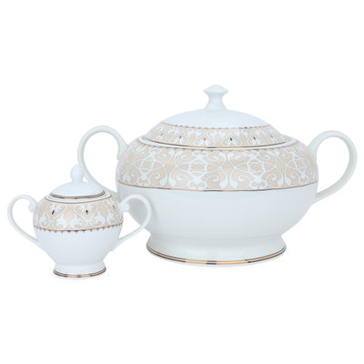 طقم سفرة بورسلان منقوش ذهبي السيف غاليري، 81 قطعة - أبيض product image 6