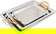 Al Saif Gallery steel topper set, 51x38x2.7 / 44x32x2.7 / 35x25x2.7 cm, gold handle, 3 pieces - silver product image 1