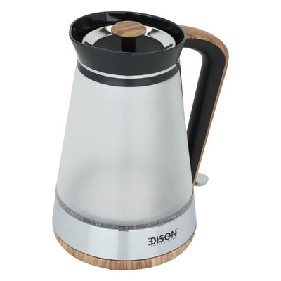 غلاية كهربائية إديسون، 1.7 لتر، 1800واط، زجاجية، - شفاف أسود product image 2