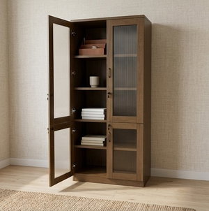 وحدة عرض مكتبية خشب MDF، 40×80×200 سم، 2 باب - بني product image 2