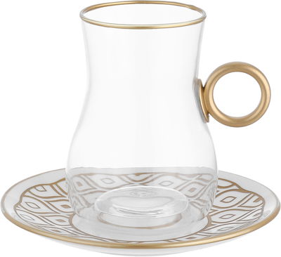 AlSaif Gallery Glass and Porcelain Cup Set, 60/120 ml, 24 Pieces - White Clear product image 3