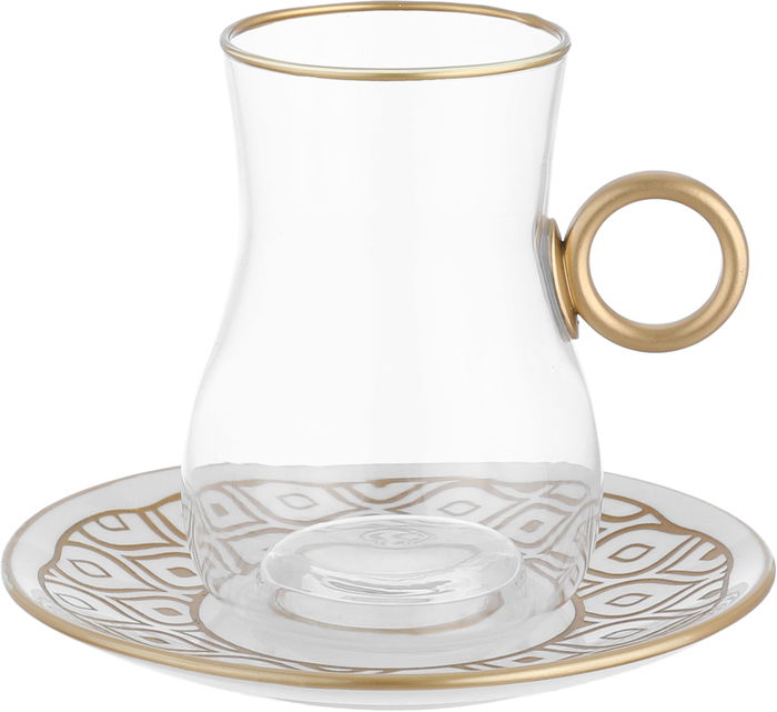 AlSaif Gallery Glass and Porcelain Cup Set, 60/120 ml, 24 Pieces - White Clear product image 3