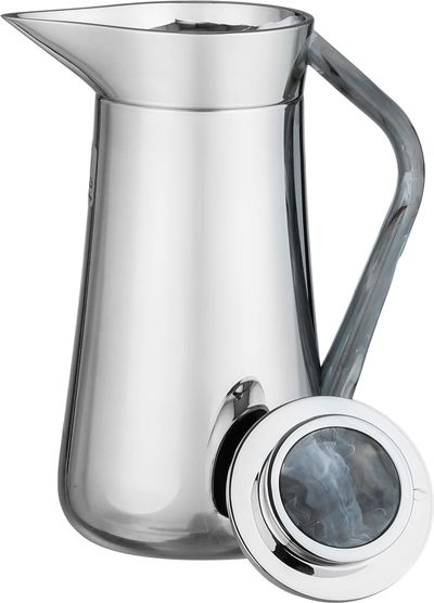 ترمس الهدا ستانلس استيل السيف غاليري، 1 لتر، يد رمادي رخامي، ضغاط - فضي لامع product image 4