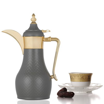 Al Saif Gallery Tamim Steel Dallah, 0.6 liter - Gold grey product image 1