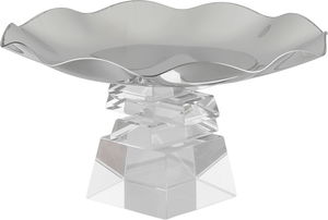 Al Saif Gallery Stainless Steel Serving Stand, 20.5x20.5x11 cm, Transparent Square Base - Transparent Silver product image 2