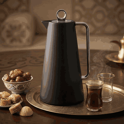 Glory Helena Thermos, 1 liter, glass interior, silver handle, black squeeze lid product image 2