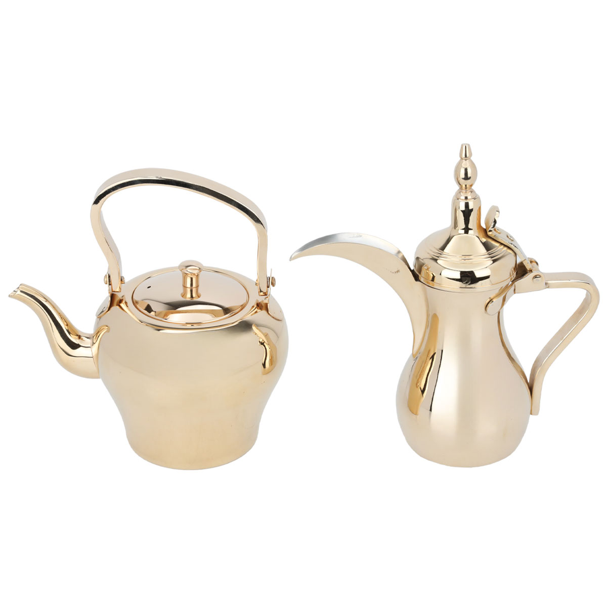 Al Saif Gallery Steel Sulaiman Dallah Set, 1.6/0.9 litre, 2 Pieces - Gold product image 2